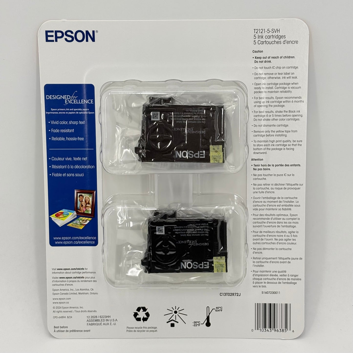New Epson 212 C13T02R72J Black, Yellow, Cyan and Magenta Ink Cartridge