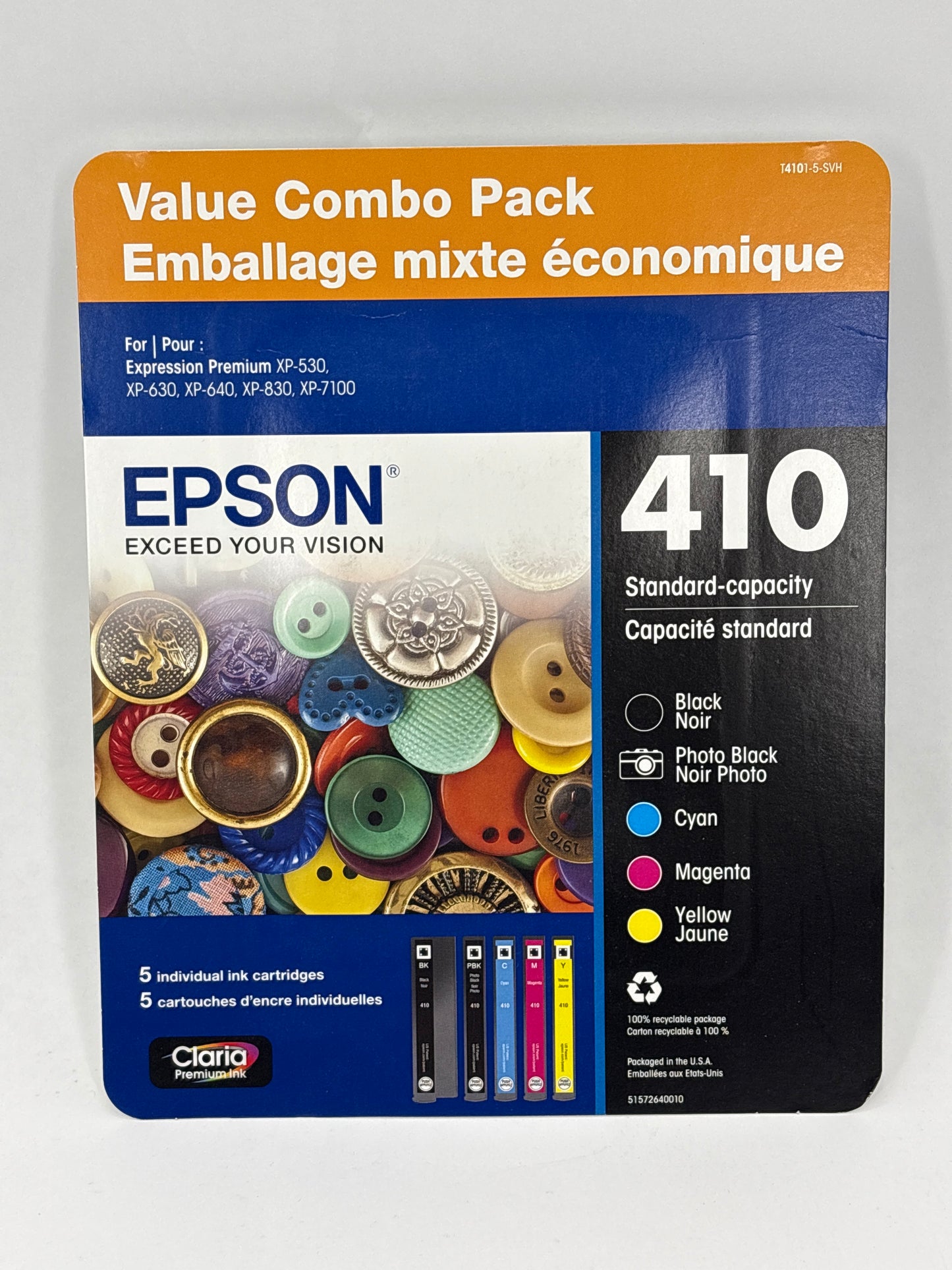 New Epson 410 C13T33772J Black, Yellow, Cyan and Magenta Ink Cartridge