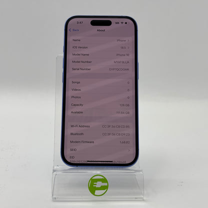 Unlocked Apple iPhone 16 128GB Ultramarine MYAT3LL/A