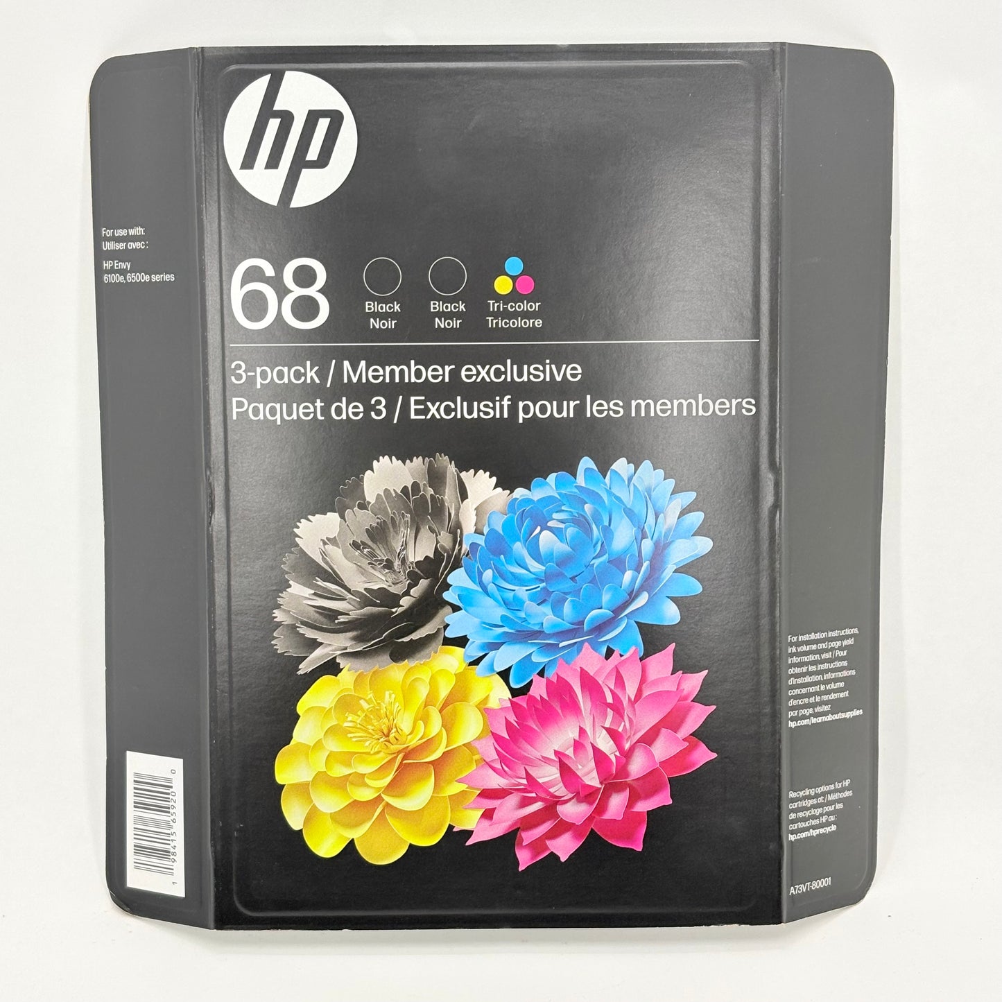 New HP 68 3-Pack Ink cartridge A73VTBN Black/Tri-color  Ink Cartridge