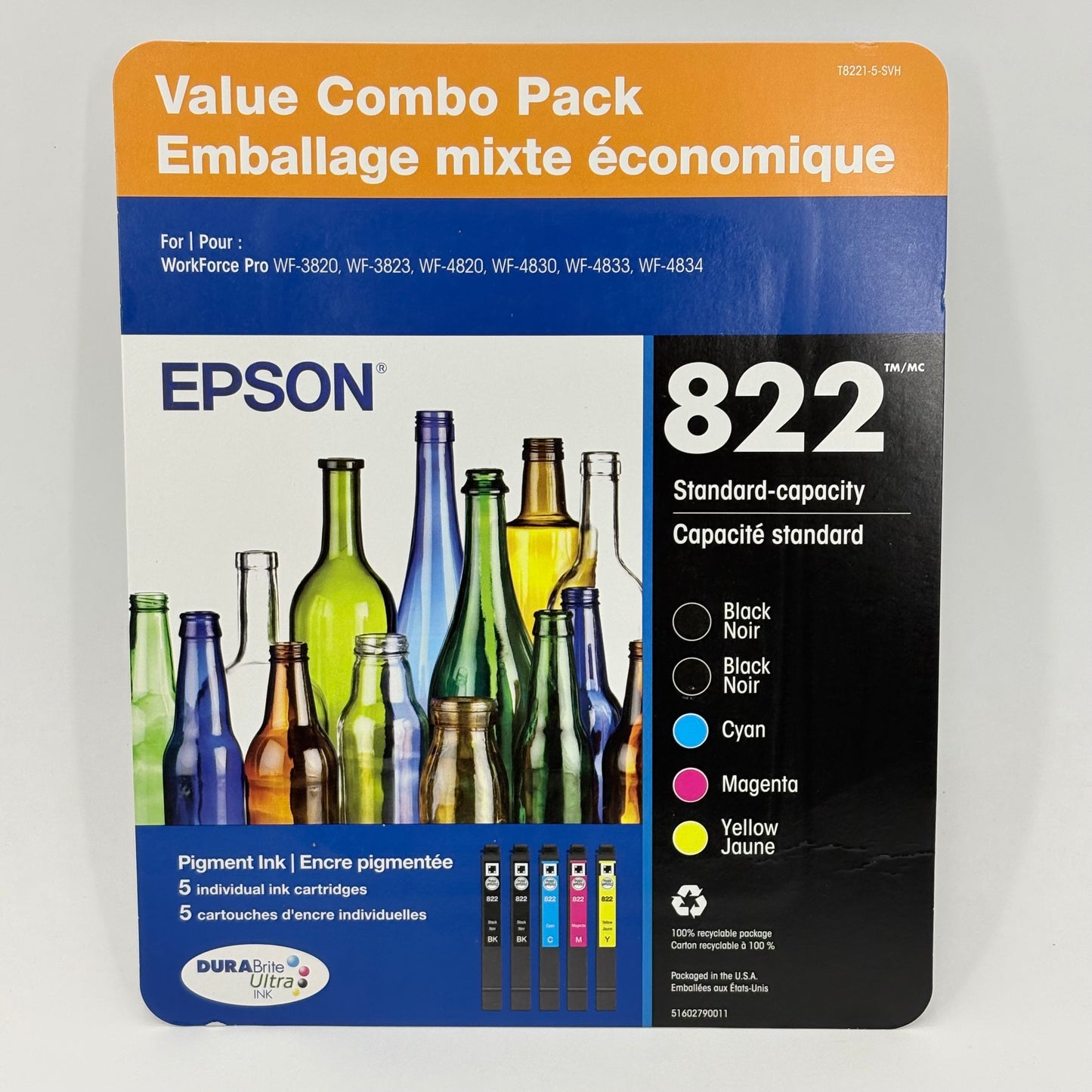 New Epson 822 C13T05V72J Black, Yellow, Cyan and Magenta Ink Cartridge