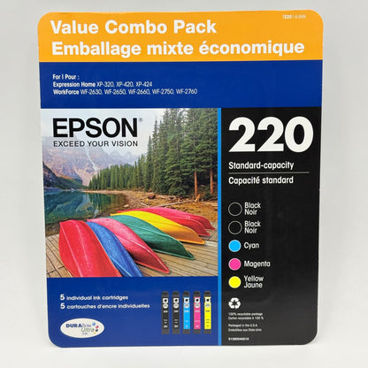 New Epson 220 C13T29362J Black, Yellow, Cyan and Magenta Ink Cartridge