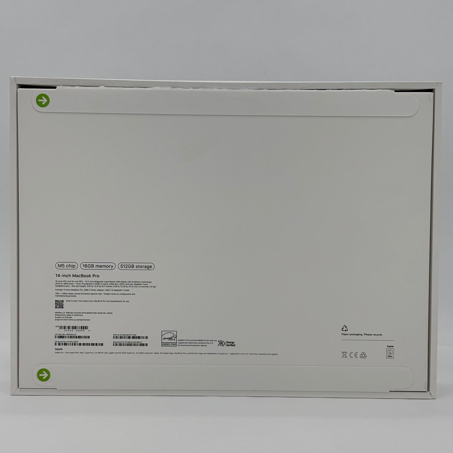 2025 Apple MacBook Pro 14" M5 10 Core 4.6GHz 16GB RAM 512GB SSD A3434